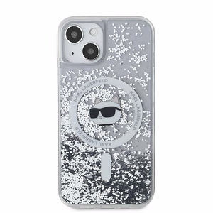 Karl Lagerfeld Liquid Glitter Choupette Head MagSafe Ümbris jaoks iPhone 15 Plus / 14 Plus - läbipaistev