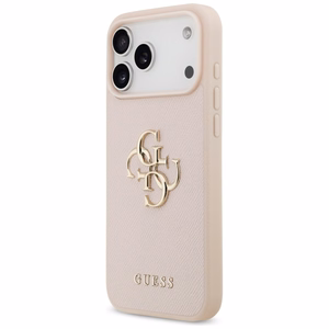 Guess Grained Big 4G & Classic Logo Ümbris jaoks iPhone 17 Pro Max - Roosa
