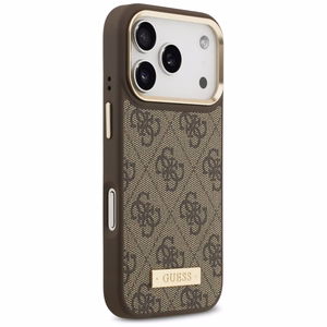 Guess 4G Logo Plate MagSafe чехол для iPhone 17 Pro - коричневый