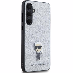Karl Lagerfeld Fixed Glitter Ikonik Logo Metal Pin ümbris jaoks Samsung Galaxy A35 - hõbedane