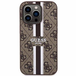 Guess GUHMP14LP4RPSW iPhone 14 Pro 6.1" brown/brown hardcase 4G Printed Stripes MagSafe