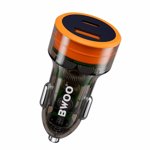 BWOO PD autolaadija 1x USB-C - USB-A port 38W läbipaistev