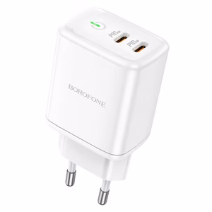 Borofone Wall Laadija BN9 Reacher - 2xType C - QC 3.0 PD 35W valge