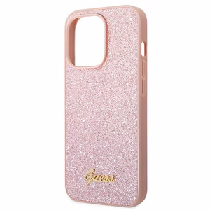 Guess Glitter Script ümbris iPhone 14 Pro Max jaoks - roosa