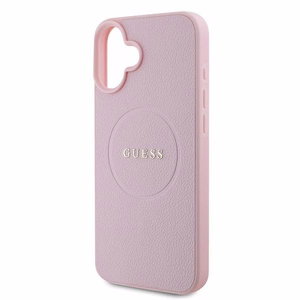 Чехол Guess Grained Gold Ring MagSafe для iPhone 16 Plus - розовый