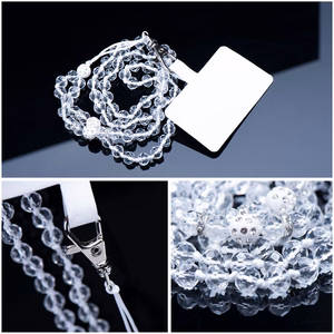 CRYSTAL DIAMOND Phone lanyard, Phone pendant / cord length 74cm (37cm in the loop) / on neck - valge