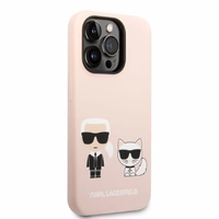 Karl Lagerfeld KLHMP14LSSKCI iPhone 14 Pro 6.1 "hardcase light roosa / light roosa Silicone Karl & Choupette Magsafe