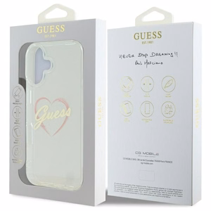 Guess IML Heart iPhone 16 Ümbris - läbipaistev
