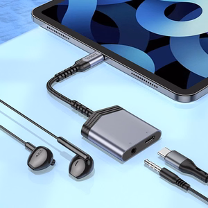 Адаптер Hoco (LS39) с USB-C на (USB-C; 3,5 мм) чёрный