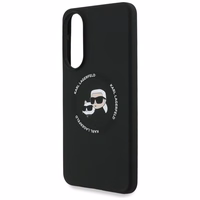Karl Lagerfeld Silicone nauble Heads And Circle MagSafe ümbris jaoks Samsung Galaxy S25 Edge - must