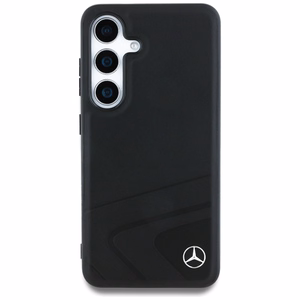 Mercedes Leather Horizontal Debossed Curves MagSafe Ümbris jaoks Samsung Galaxy S25 - must