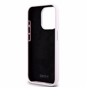 DKNY Liquid Silicone Small Metal Logo MagSafe ümbris jaoks iPhone 15 Pro - roosa