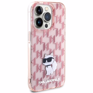 Karl Lagerfeld Monogram Choupette ümbris iPhone 15 Pro, roosa