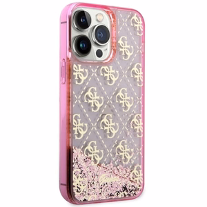 Guess GUHCP14XLC4PSGP iPhone 14 Pro Max 6.7" pink/pink hardcase Liquid Glitter 4G Transculent