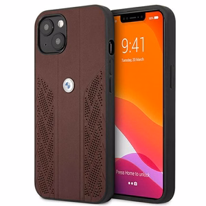 BMW Leather Curve perforeeritud ümbris iPhone 13 mini jaoks - punane