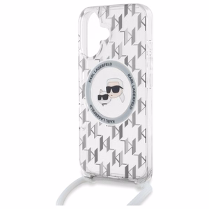 Karl Lagerfeld IML Crossbody Monogram Karl & Choupette Head MagSafe iPhone 16 Ümbris - Clear