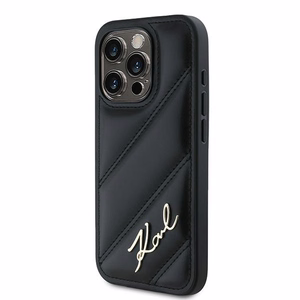 Karl Lagerfeld Diagonal Quilted Script ümbris jaoks iPhone 15 Pro - must