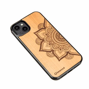 Bewood Mandala Apple Tree Wooden Ümbris jaoks iPhone 14 Plus - Light Brown
