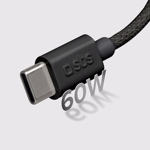 SBS TECABLETISSUETCK USB-C - USB-C 1.5m 60W braided kaabel - must