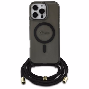 Guess Crossbody Cord Script MagSafe Ümbris jaoks iPhone 16 Pro Max - must