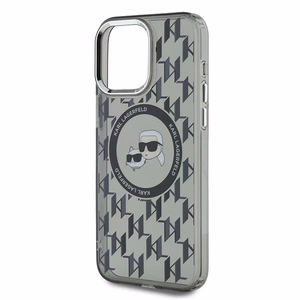 Karl Lagerfeld IML Monogram Karl & Choupette Head MagSafe iPhone 15 Pro Ümbris - must