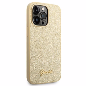 Guess Glitter Script ümbris iPhone 14 Pro jaoks - kuldne