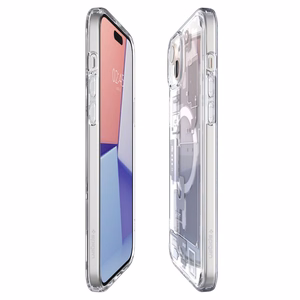 Spigen Ultra Hybrid Mag Ümbris with MagSafe jaoks iPhone 15 Plus - valge (Zero One Pattern)