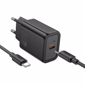 Phone Laadija Hoco USB C QC PD 30W + Kaabel USB C to USB C N62 must