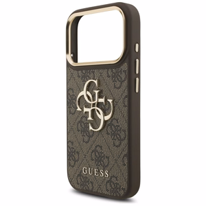 Guess 4G Big 4G Classic Logo Big Strap Metal Buttons чехол iPhone 17 Pro коричневый