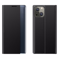 Sleep Case raamaturiiuli tüüpi ümbris nutika aknaga iPhone 13 mini jaoks must