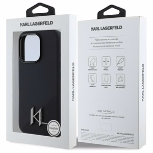 Karl Lagerfeld Silicone Shadow Metal Initial MagSafe iPhone 16 Pro Ümbris - must
