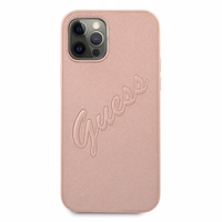 Guess GUHCP12MRSAVSRG iPhone 12/12 Pro 6.1" roosa/roosa kõvakott Saffiano Vintage Script