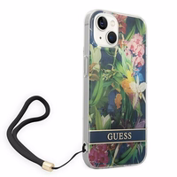 Guess GUOHCP14MHFLSB iPhone 14 Plus 6.7 "sinine / sinine hardcase Flower Strap