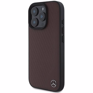 Mercedes MB Wood Imitation Leather MagSafe Ümbris jaoks iPhone 16 Pro Max - punane