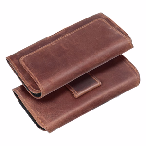 ROYAL Crazy Horse universal horizontal leather belt holster size L jaoks IPHONE 12 / 12 PRO / 13 / 13 PRO / 14 / 14 PRO / SAMSUNG S10 / S20 / S21 / A40 / HUAWEI P8 LITE / P30 / P40 / P9 LITE brown