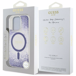 Guess HC Resin Bottom Glitter MagSafe ümbris jaoks iPhone 16 Pro Max - lilla
