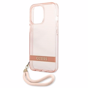 Guess läbipaistev rihmaga ümbris iPhone 13 Pro Max roosa