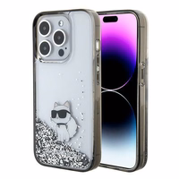 Karl Lagerfeld Liquid Glitter Choupette ümbris jaoks iPhone 15 Pro Max - läbipaistev