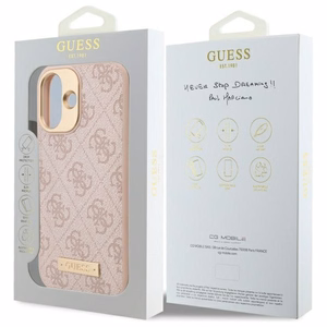 Guess 4G Logo Plate MagSafe iPhone 16 Ümbris - roosa