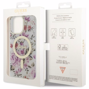 Guess GUHMP14XHCFWST iPhone 14 Pro Max 6.7" läbipaistev hardcase Flower MagSafe