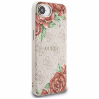 Guess 4G Flowers Print MagSafe iPhone 16e Ümbris - Roosa