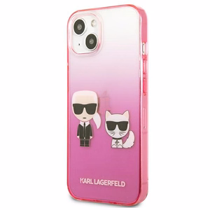 Чехол Karl Lagerfeld Gradient Ikonik Karl&Choupette для iPhone 13 mini - розовый