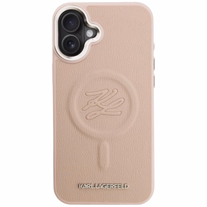 Karl Lagerfeld initsiaalide ja metalllogo MagSafe ümbris iPhone 16 Plus - roosa