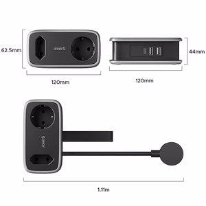 Orico APP 15.5W 5in1 Power Strip 2x AC + 2x USB-A + 1x USB-C - Black