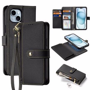 Dux Ducis Lawa Leather Ümbris jaoks iPhone 15 - Must