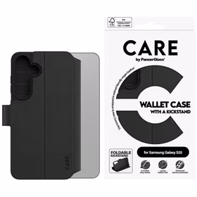 CARE by PanzerGlass Feature Wallet Kickstand Ümbris jaoks Samsung Galaxy S25 - Must