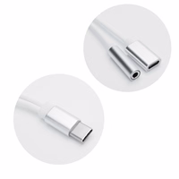 Adapter AUX 2in1 Type C (male) to Type C (female) / Jack 3,5 mm (female) valge