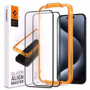Spigen ALM Glass FC Karastatud klaas jaoks iPhone 15 Pro - must 2 pcs.