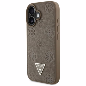 Guess Grained Hot Stamp Peony Triangle Logo MagSafe iPhone 16 Ümbris - Brown