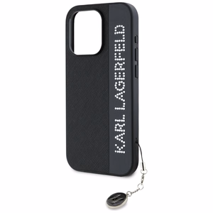 Karl Lagerfeld Saffiano Rhinestones & Charm ümbris jaoks iPhone 15 Pro Max - must